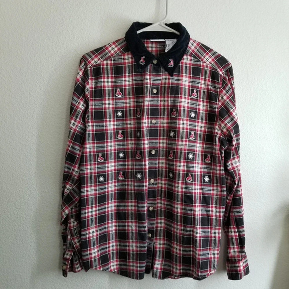 Vintage Bobbie Brooks Womens Button-Up Shirt Top L Cotton Plaid Long Sleeve - Picture 1 of 5